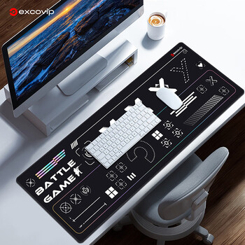 宜适酷（EXCO）纯黑色印花鼠标垫超大号桌垫锁边笔记本办公电竞游戏电脑桌大垫细面卡通动漫布垫子0268