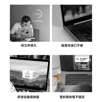 品胜 Type-C扩展坞转USB3.0分线器 4口高速集线器笔记本电脑转接头一转四转换器适用苹果15M1拓展坞