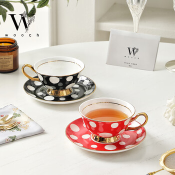 物取（WOOCH）时尚波点咖啡杯礼盒装陶瓷家用杯碟一对新婚乔迁伴手礼送新人