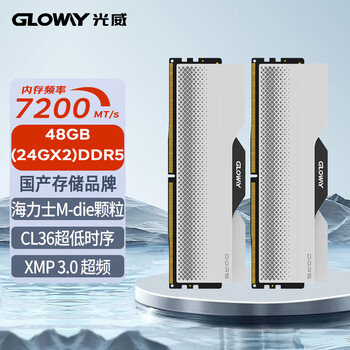 光威（Gloway）48GB(24GBx2)套装 DDR5 7200 台式机内存条 龙武系列 海力士M-die颗粒 CL36 Deepseek硬件