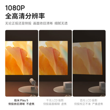 极米Play5 投影仪便携家用 1080P云台投影 一体式隐藏支架 （ DLP 智能家庭影院 千元投影天花板）