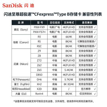 闪迪（SanDisk）512GB CFexpress Type B存储卡 微单高速影像 内存卡 读速1700MB/s 写速1400MB/s 兼容部分XQD相机