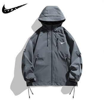 耐克森防风防水冲锋衣男士春秋款潮牌新款痞帅外套进藏登山服夹克灰蓝