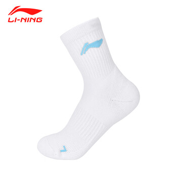 李宁(LI-NING)羽毛球袜男女款成人儿童运动袜 AWTS005白色中袜 三双装 李宁(LI-NING)羽毛球袜男女款成人儿童运动袜 AWTS005白色中袜 三双装