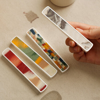 漢墨 镀银木韵镇尺镇纸 创意压纸书法木韵文镇墨影单支10cm 文房四宝桌面用毛笔笔架摆件