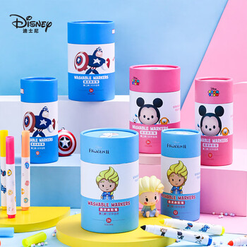 迪士尼（Disney）24色易洗水彩笔第二阶段锥头水彩笔儿童画画礼物幼儿园小学生艾莎爱莎公主水彩笔