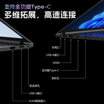 联想笔记本电脑 旗舰酷睿i5 14英寸air轻薄本昭阳高性能商用办公学生设计手提本 14代Core5-120U 32G 1TB定制超速 高速固态 千兆网口直连 一年上门