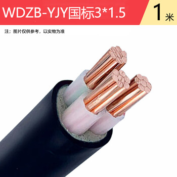 鑫永信 国标铜芯低烟无卤阻燃WDZB-YJY电力电缆 足方足米 3*1.5平方(1米)