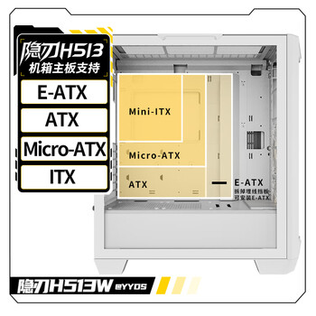 长城（Great Wall）隐刃H513W白色电脑机箱（金属面板/E-ATX主板/玻璃侧透/360水冷/0.8mm厚侧板/9风扇位/5090显卡）