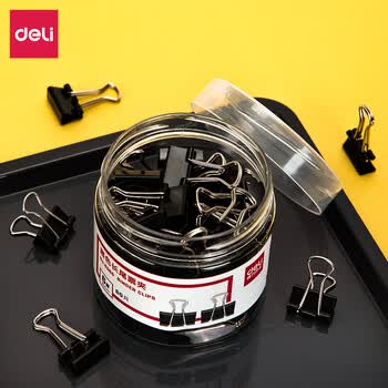 得力（deli）6#金属燕尾夹票据文件夹子 60只15mm黑色票夹长尾夹 办公用品 8566