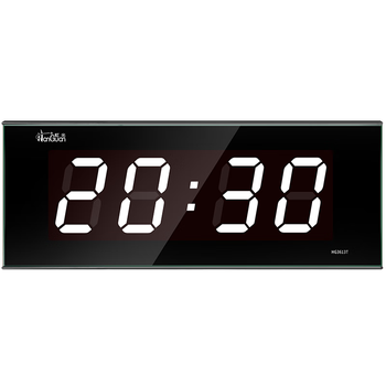 虹泰（HoTai）LED电子万年历挂钟客厅电子钟夜光数字钟表挂墙时钟3613单时间-白