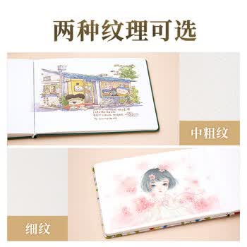 飞乐鸟32K游鹤中粗纹开型布艺木浆水彩写生本便携旅行掌心手工钢笔淡彩写生本美术写生清明出游礼物摸鱼