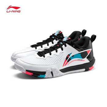 李宁（LI-NING）羽毛球鞋贴地飞行2LITE 标准白/黑色/荧光焰红 AYTT003-2 40