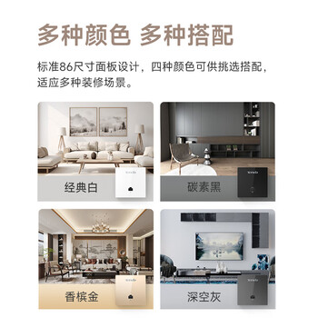 腾达无线ap面板 AX1500双频千兆ap 家用商用86型路由器 全屋WiFi6组网 W13薄款（白）