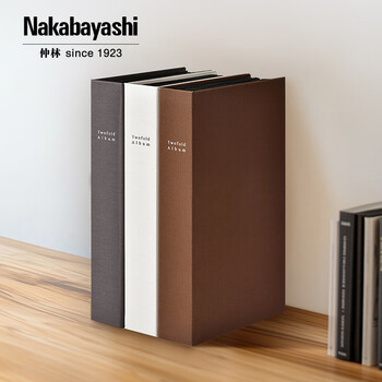 Nakabayashi仲林日本5寸相册本大容量家庭影集纪念册插页式wide布艺折叠相册照片书 本白TPL-241-V