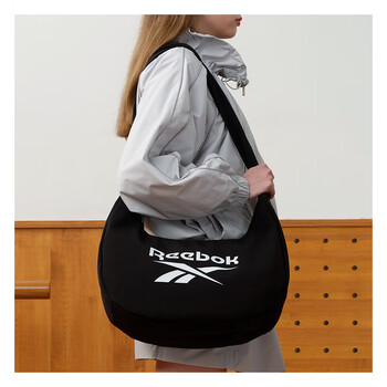 锐步防泼水流浪饺子包 户外通勤旅行单肩斜挎包 可调肩带大容量 黑色