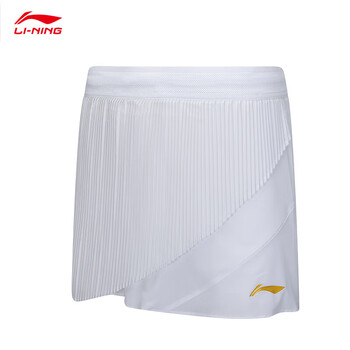 李宁（LI-NING）羽毛球服女款短裙运动跑步裙白色ASKU214-2 白色 M