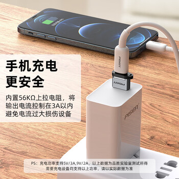 品胜USB转Type-C转接头OTG适用苹果17/16/15安卓手机转换器车载U盘耳机键鼠充电数据线笔记本电脑