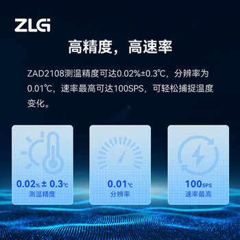 ZLG致远电子 8路K型热电偶温度采集器 RS-485接口工业测温温度检测 ZAD2108-4W