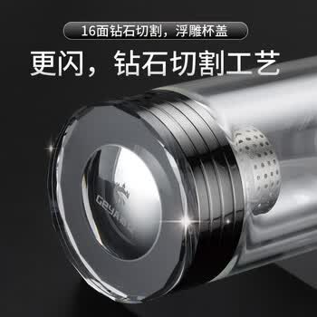 格亚（GEYA）高档双层玻璃杯男士高档商务玻璃茶杯玻璃水杯泡茶杯子礼物定制
