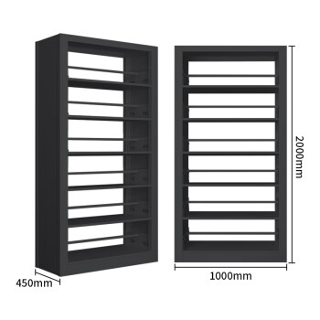 豫鑫辉书架学校图书馆书架阅览室家用落地资料架钢制书架黑色双面一列一