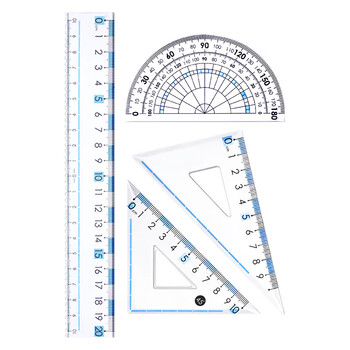 反转大刻度套装直尺学生专用大刻度套尺直尺小学生专用画波浪线尺子2套【20cm大数字套尺】紫+黄