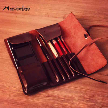 马蒂尼水彩笔旅行笔袋户外便携写生画笔皮包小牛皮复古风MGD-02