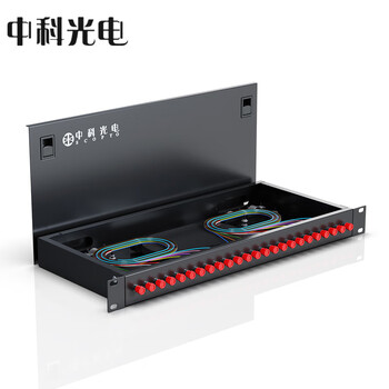 中科光电 光纤终端盒24口24芯光纤配线架 光缆接续盒接线熔纤盒FC单模满配尾纤法兰 机架式 ZK-GXH-24FC-SM