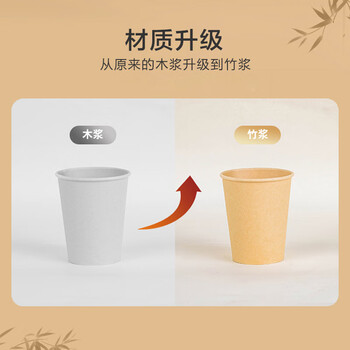 京东京造  一次性杯子 纸杯加厚型食品级竹纤维水杯 230ml【100只】