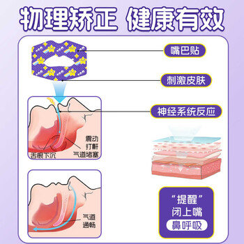 耐力克斯口呼吸矫正贴嘴唇闭合防打呼噜睡觉防张嘴儿童嘴巴凸封口止鼾蓝色