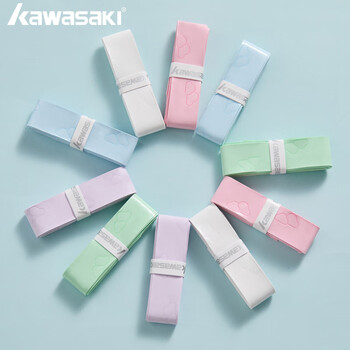 川崎（KAWASAKI）羽毛球手胶软弹粘性减震防滑吸汗带轻云奶胶 樱花粉（10条装）