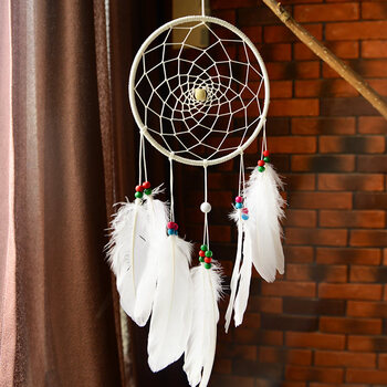 手工diy羽毛材料包印第安捕梦网少女房间森系复古风铃挂饰自制 作