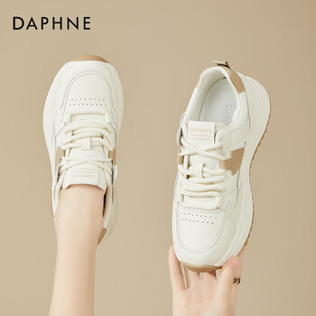 daphne达芙妮厚底休闲老爹鞋女款2024春季新款小白鞋百搭阿甘运动鞋米