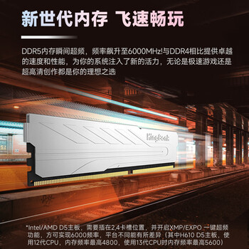 金百达（KINGBANK）32GB(16GBX2)套装 DDR5 6000 台式机内存条海力士M-die颗粒 银爵 C36 Deepseek硬件