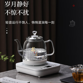 FUNORK全自动上水电热烧水壶玻璃烧水器茶台专用一体茶桌茶几保温泡茶具抽水电茶炉 RY-D2白色1L