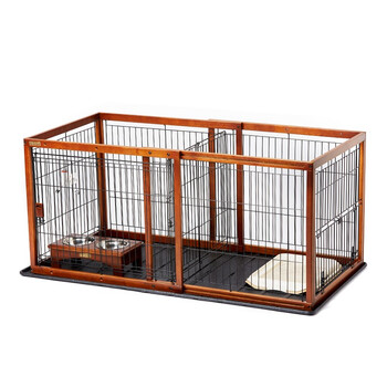 隆贝得 进口实木拉伸狗笼中小型犬泰迪比熊 法斗柯基狗笼子木质狗笼