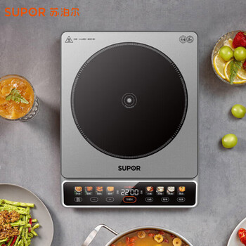 苏泊尔（SUPOR）电磁炉电磁灶2200W大功率大面板双层线圈防辐减噪一键匀猛火 预约定时家用电磁炉套装带锅C22-IA02