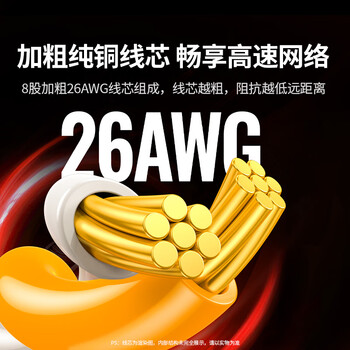 绿联 八类纯铜网线 CAT8类万兆屏蔽网络连接线 游戏电竞双绞线 家用电脑宽带成品跳线 扁线5米40173