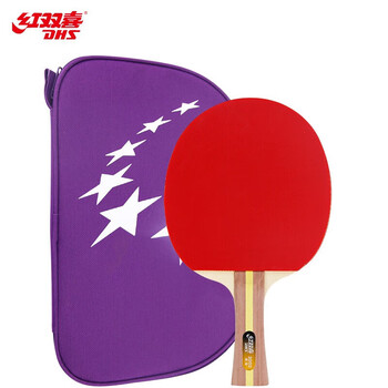 红双喜(DHS)二星级乒乓球拍横拍训练成品拍升级版双面反胶H2002