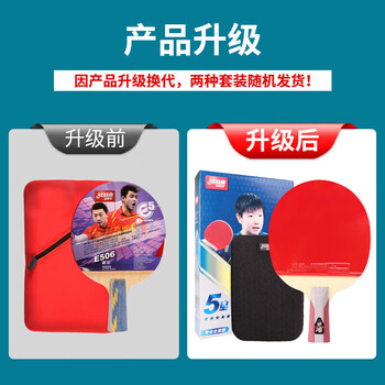 红双喜（DHS）狂飙五星直拍双面反胶皮全能型乒乓球拍H5006 含拍套乒乓球