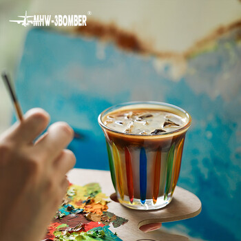 MHW-3BOMBER轰炸机[礼物]咖啡玻璃杯澳白杯拿铁杯水杯Dirty杯子手绘