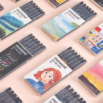 慕那美（monami）软头brush书法画笔绘画毛笔水彩笔遇水不晕染不褪色手绘彩笔极光系列6色套装水彩笔