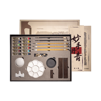 張小鳳文房四宝套装毛笔套装毛笔书法初学入门笔墨纸砚全套国画套装礼盒【妙手丹青基础款13件套】