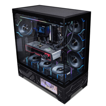 瓦尔基里（VALKYRIE）VK03 BLACK 黑色 ATX 游戏电脑台式机箱 支持360水冷 6.2吋触摸屏 270°海景房