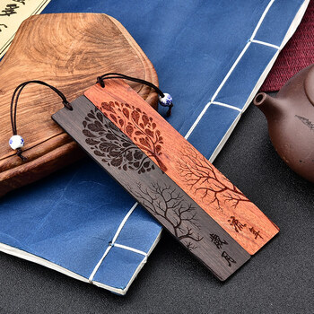 米兹MIEZ紫光檀木质书签双支装礼盒中国风特色礼品教师节礼物送老师同学长辈流年岁月生日礼物文具套装伴手礼