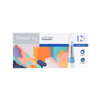 得力（deli）12色12ml丙烯套装（亮光）丹途画画手绘艺考联考专业绘画RA12-12美育工具