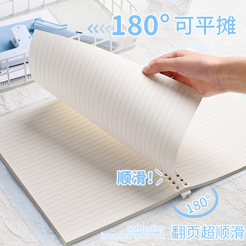 三木（SUNWOOD）B5/30张60页不硌手活页本 半透外壳10孔可拆卸便携活页笔记本 考研错题作业本 冰蓝 1283