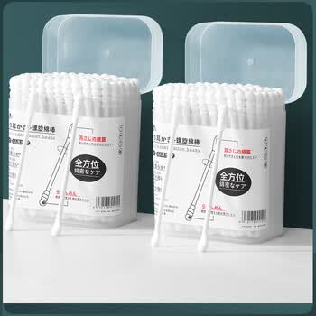 初舍（CHUSHE）挖耳勺棉签2盒100支耳屎清理神器不伤耳朵家用儿童挖耳屎清洁棉棒