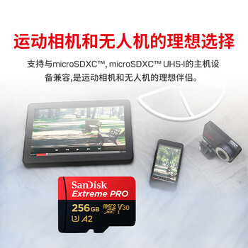 闪迪(SanDisk)256GB TF(MicroSD)内存卡 A2 4K V30 U3 C10 至尊超极速移动存储卡 读速200MB/s 写速140MB/s 闪迪(SanDisk)256GB TF(MicroSD)内存卡 A2 4K V30 U3 C10 至尊超极速移动存储卡 读速200MB/s 写速140MB/s