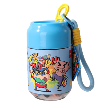 得力（deli）36色蜡笔小新三角杆塑料蜡笔(36色/桶)易拉罐造型不脏手双头可水洗儿童LB906-36美育工具